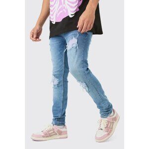boohooMAN Skinny Stretch Men's Size 32R Lilac PU Biker Rip & Repair Jeans NWT